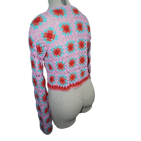 Wild Orange Tree Crochet Granny Square Cardigan Sweater Women’s Small - Picture 5 of 7